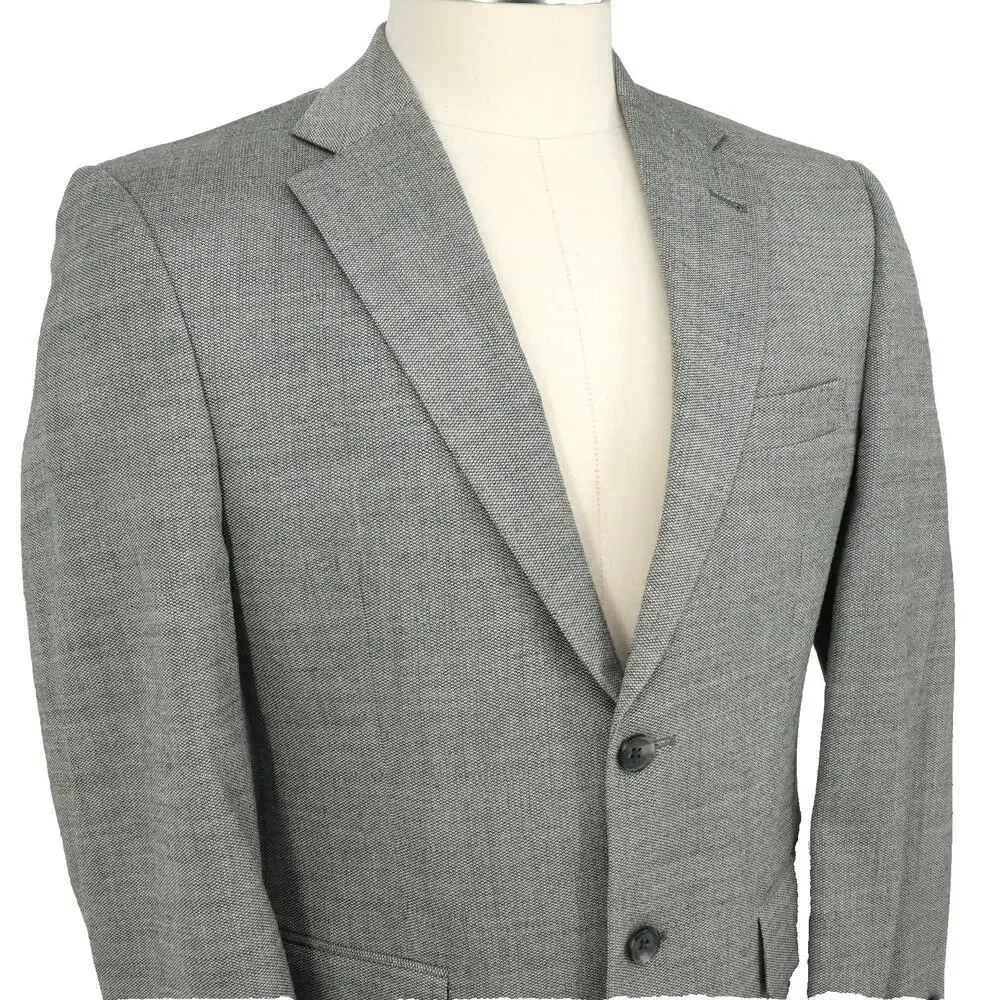 Jos A Bank Sport Coat Mens 38S Gray Silk Wool Jacket Lined Blazer Tailored Fit